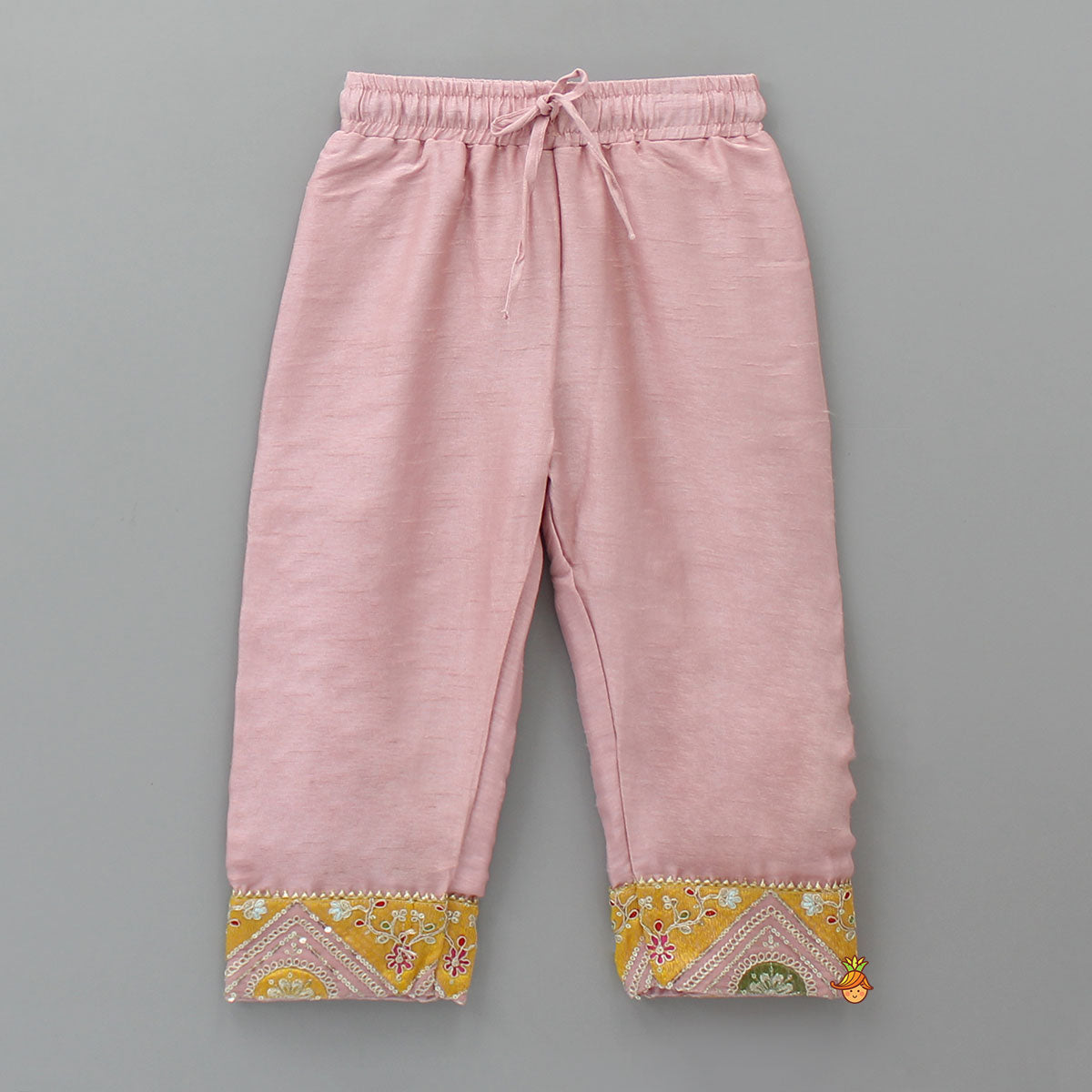 Embroidered Yoke Tassels Enhanced Pink Kurti And Pant