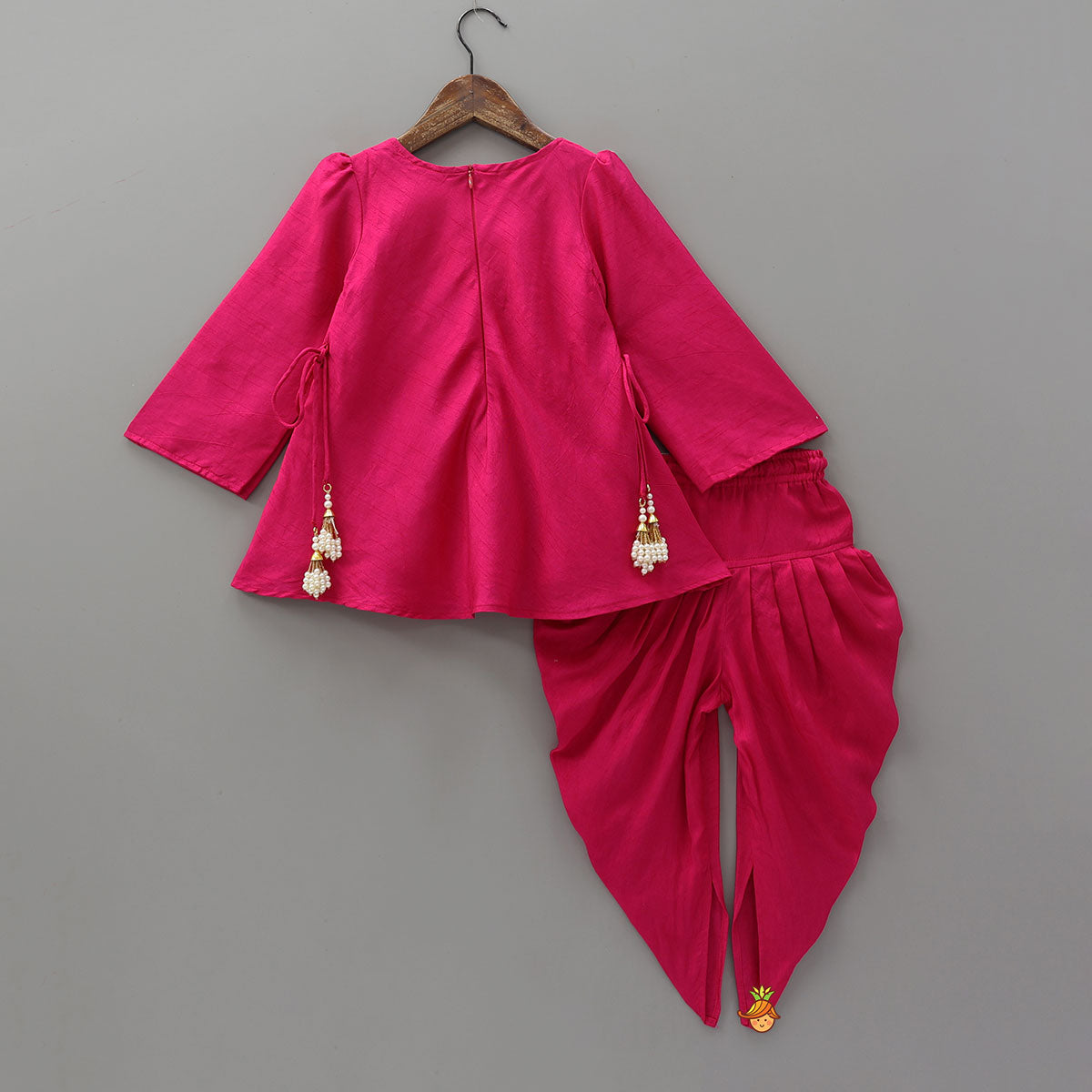 Embroidered Yoke Tassels Enhanced Kurti And Dhoti