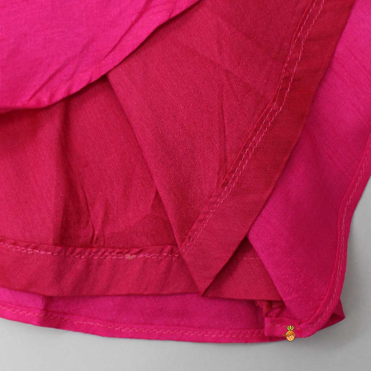 Embroidered Yoke Tassels Enhanced Pink Kurti And Dhoti