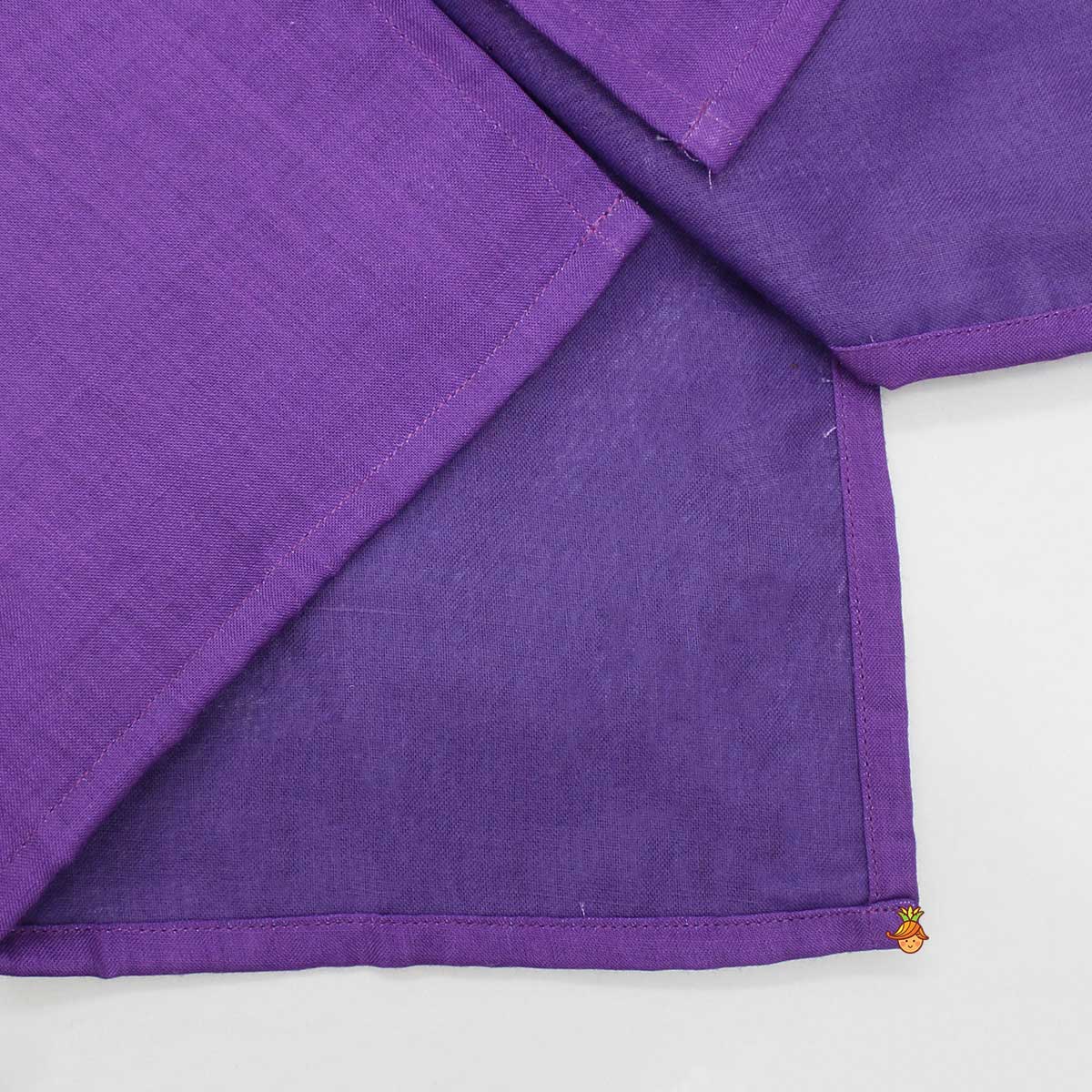 Purple Ethnic Kurta With Printed Open Jacket And White Pyjama