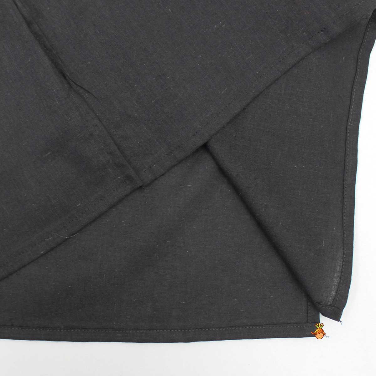 Black Kurta With Striped Pocket Detail Jacket And Churidar