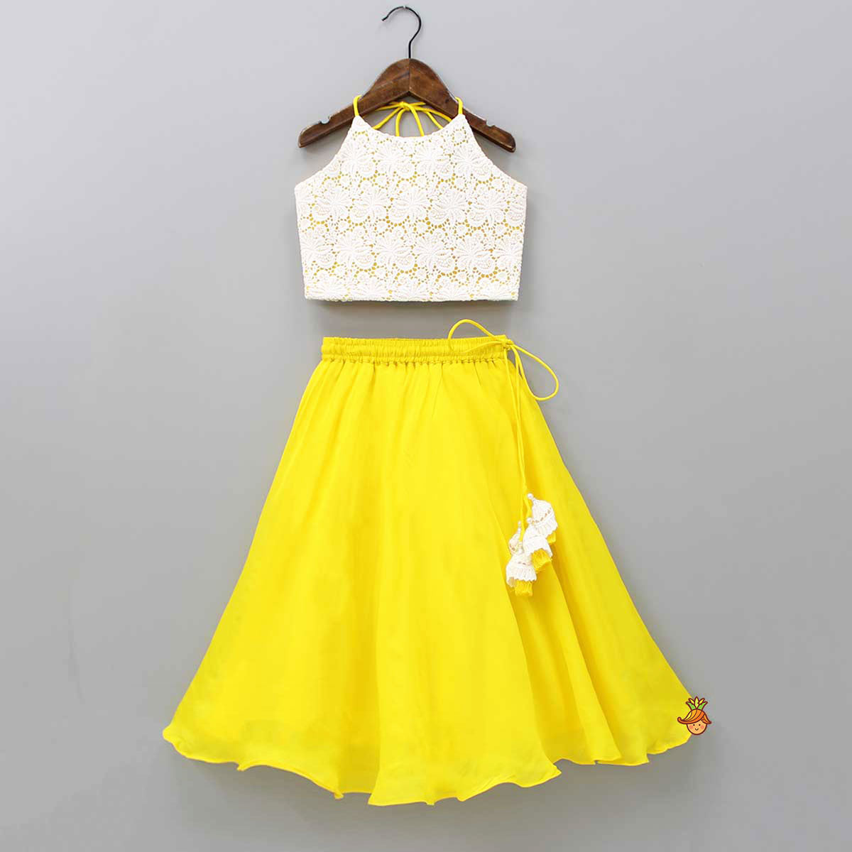 Halter Neck Top And Yellow Lehenga