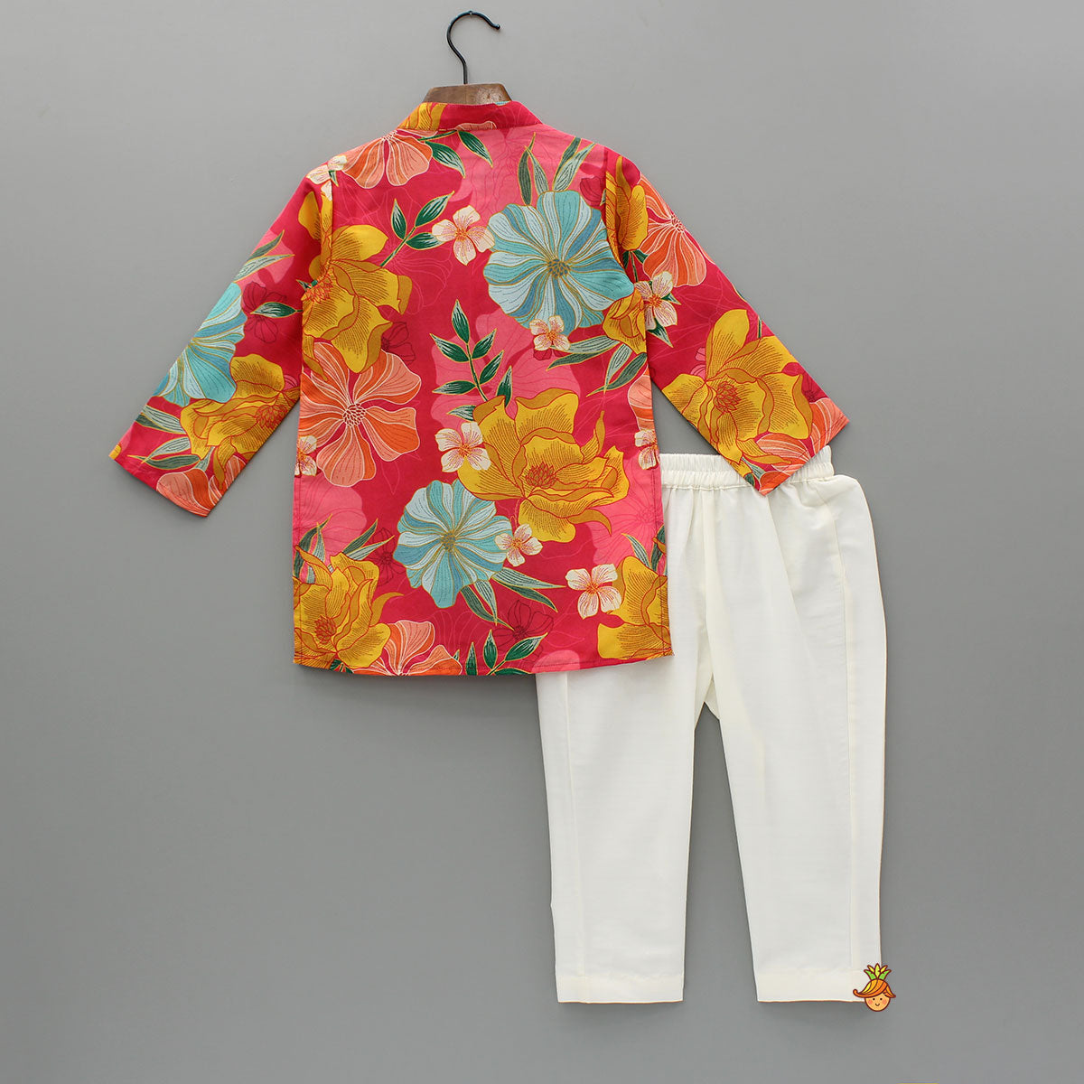 Pom Poms Adorned Multicolour Kurta And Pockets Detail Pyjama