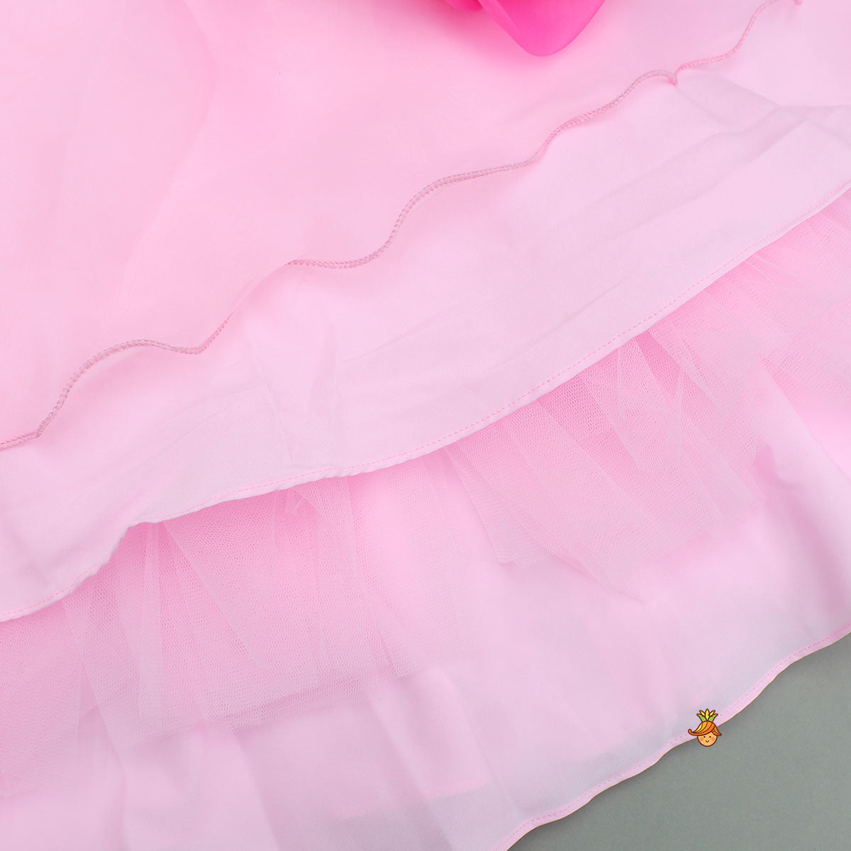 Organza One Shoulder Pink Top And Flower Adorned Flared Lehenga