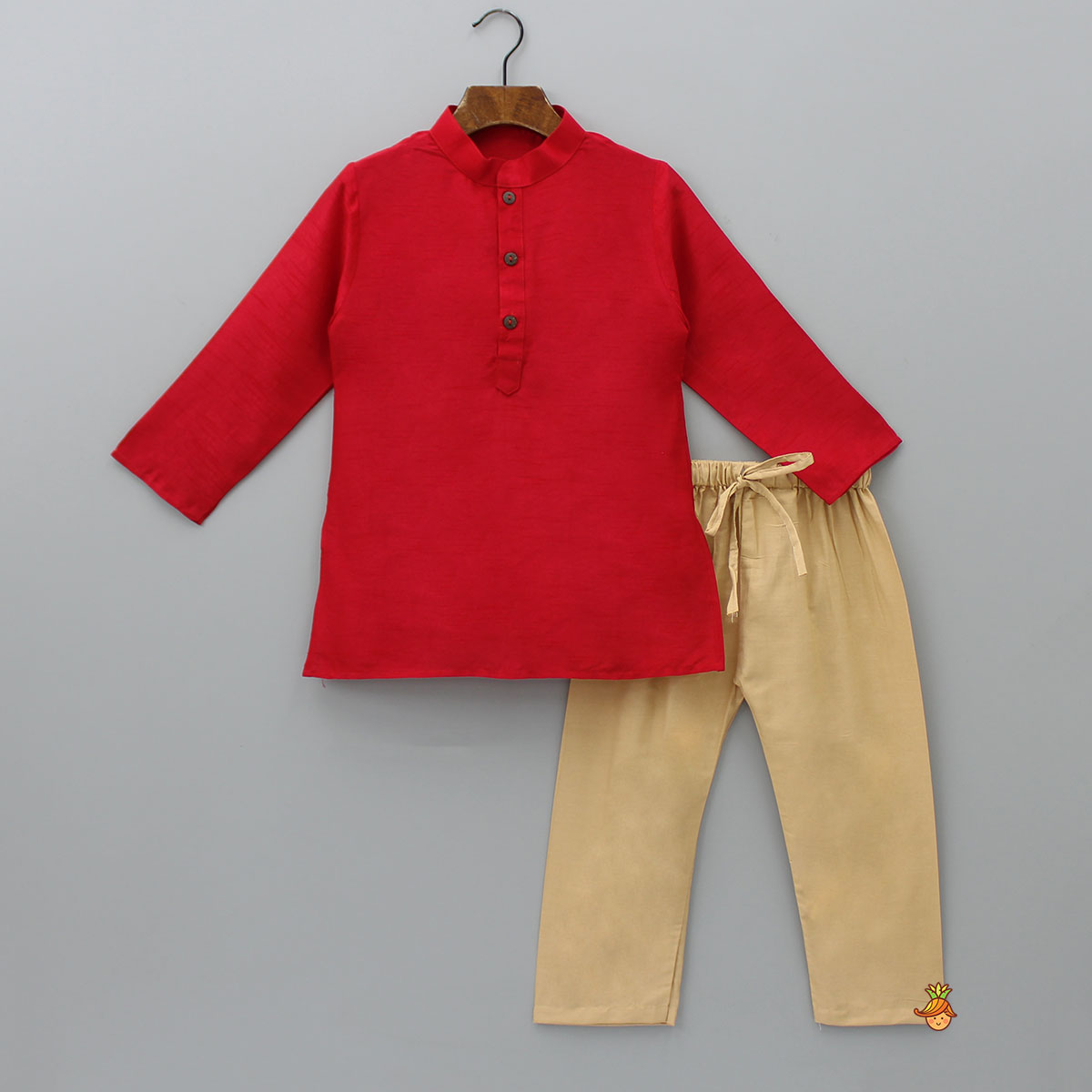 Red Kurta With Beautiful Heavy Embroidered Jacket And Pyjama