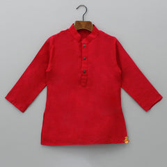 Pre Order: Red Kurta With Beautiful Heavy Embroidered Jacket And Pyjama