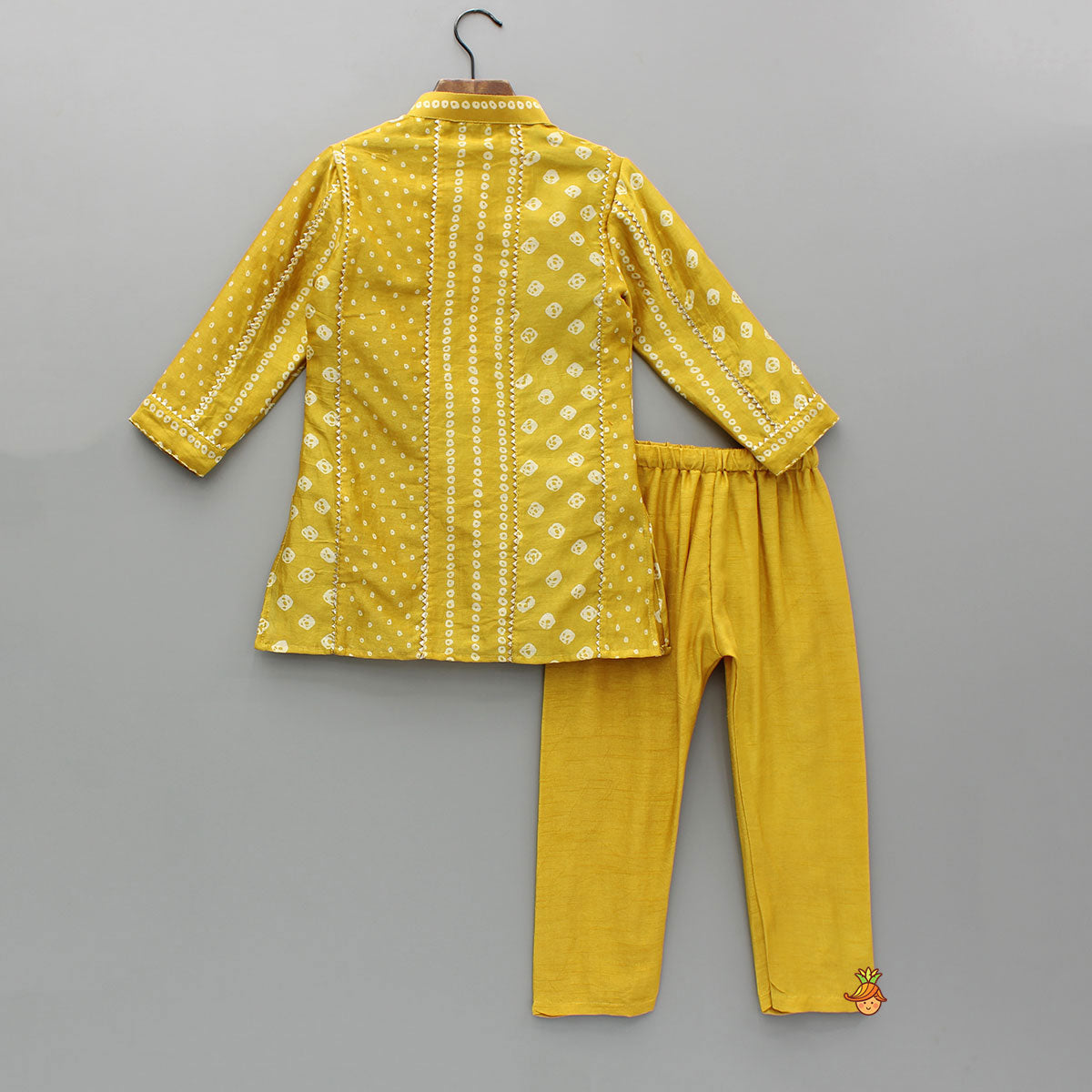 Bandhani Printed Mustard Kurta And Pyjama