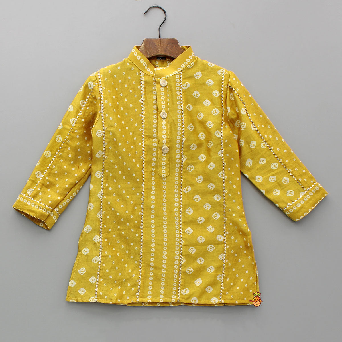 Bandhani Printed Mustard Kurta And Pyjama