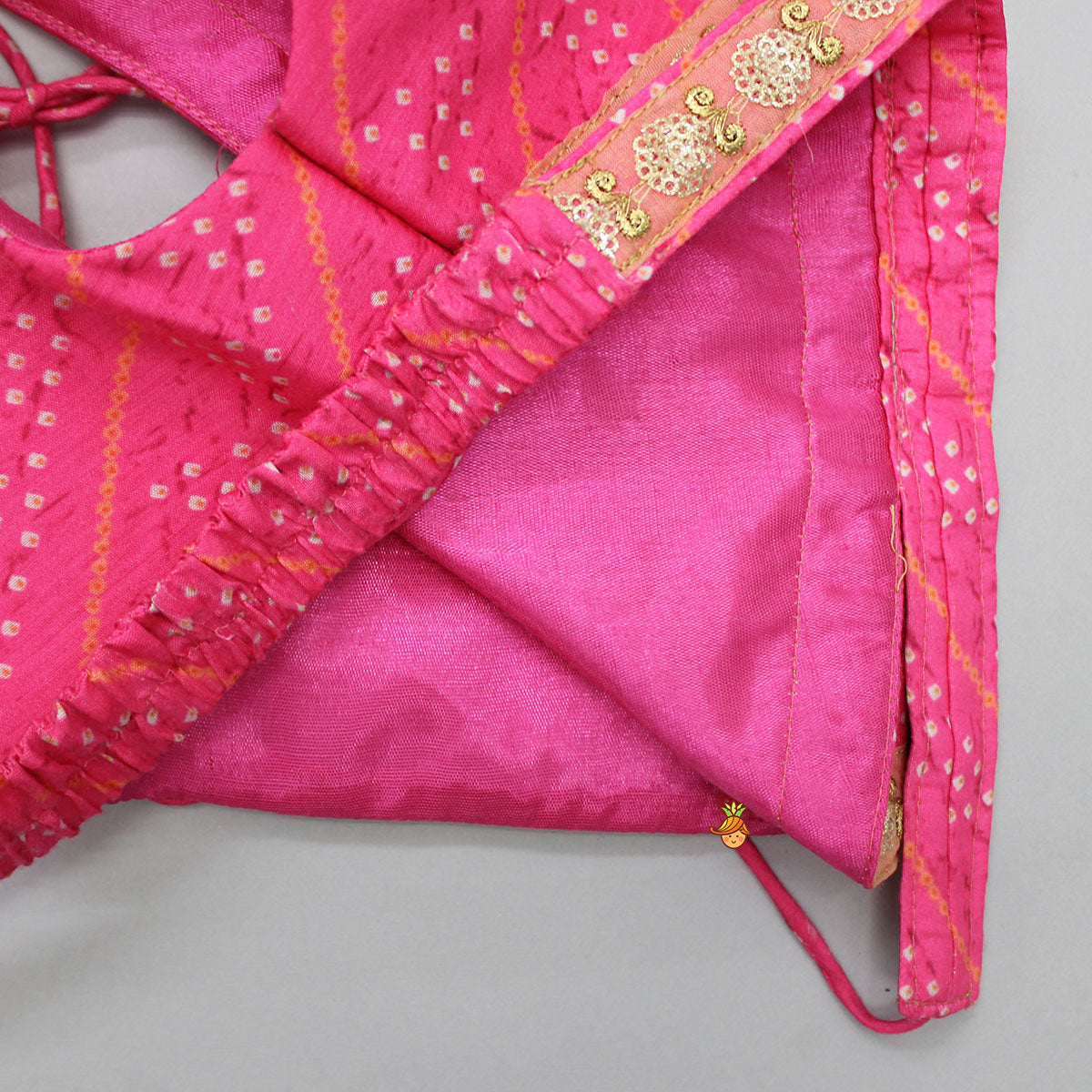 Elegant Pink Top And Fringes Tassels Detail Lehenga With Matching Dupatta