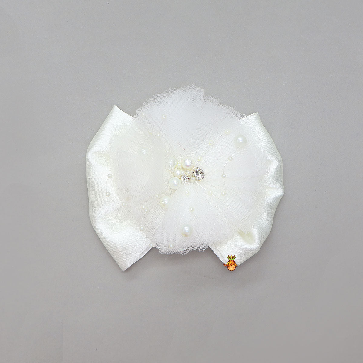 Butterfly Net Off White Trail Dress With Matching Bow Hair Clip