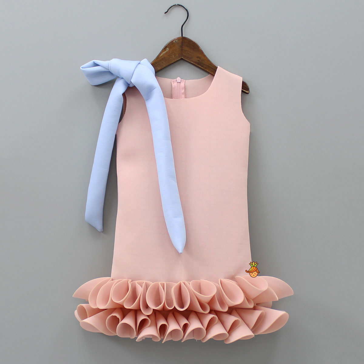 Knot To Tie Bow Enhanced Pleated Ruffle Hem Dress