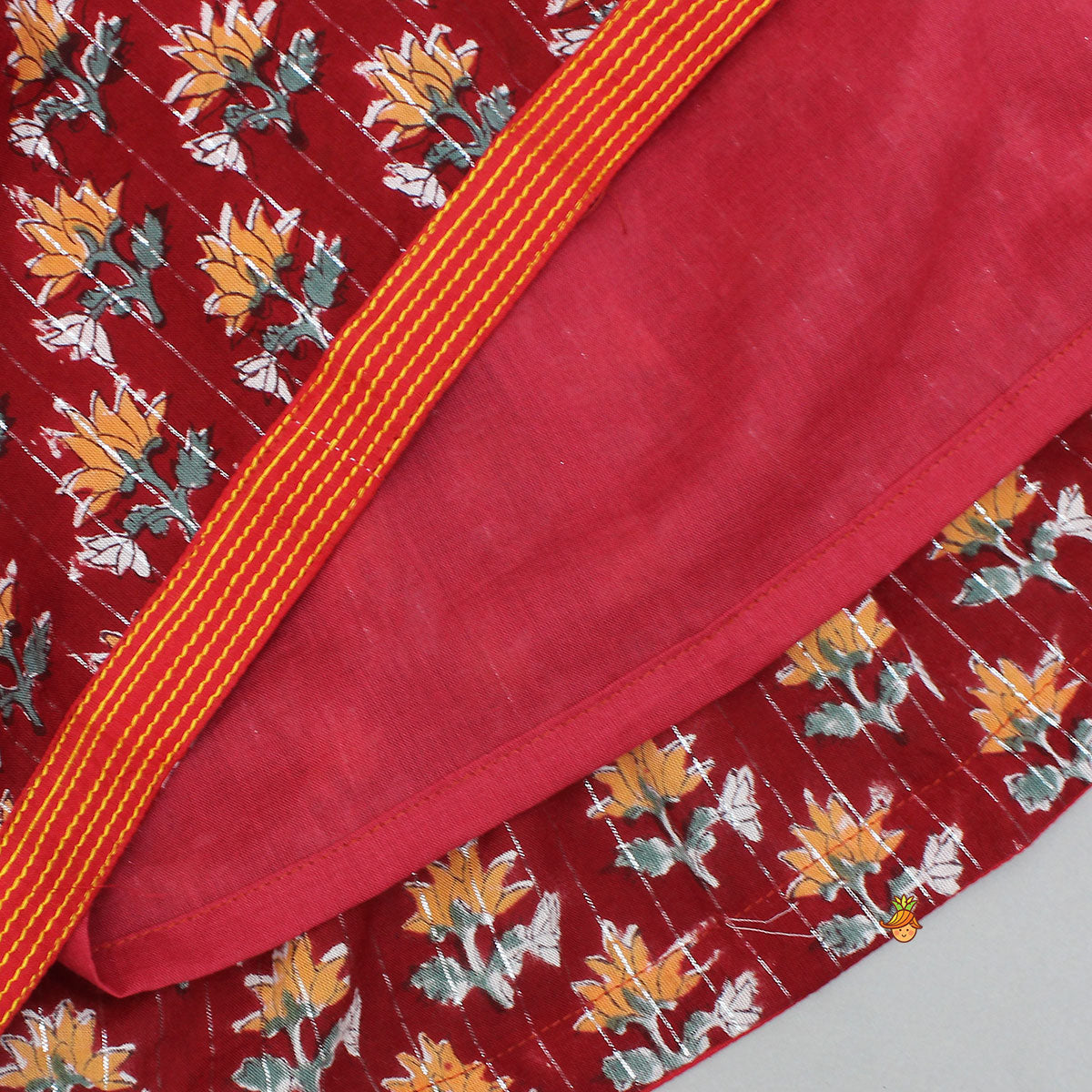 Fringes Tassels Detail Layered Jacket Style Red Kurti