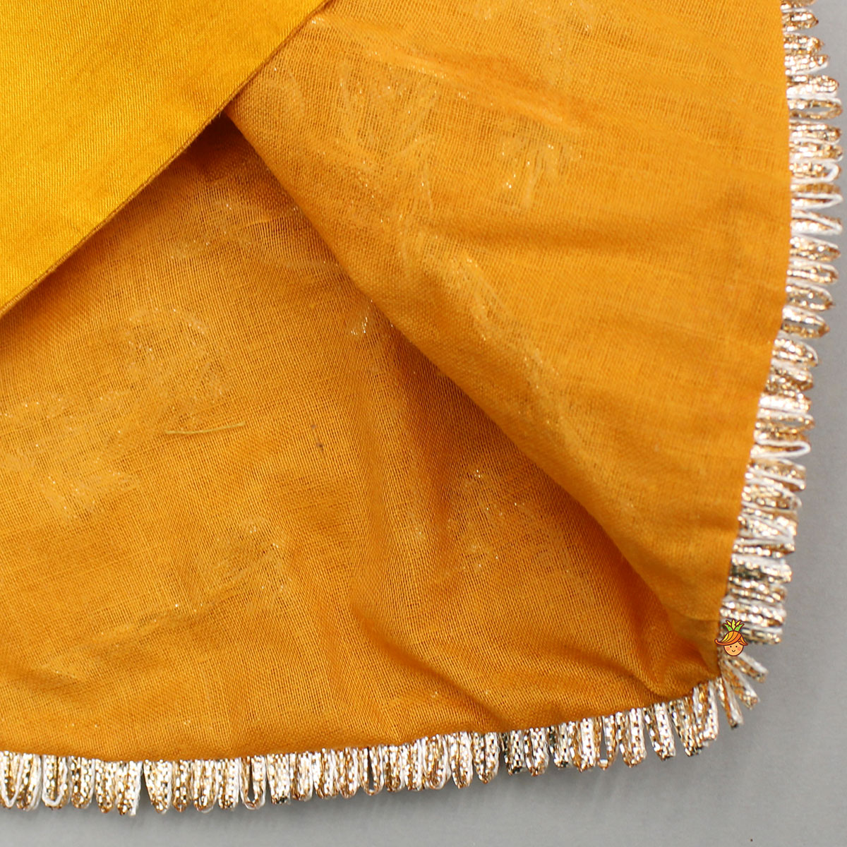 Beautiful Halter Neck Embroidered Mustard Top And Lehenga With Net Dupatta