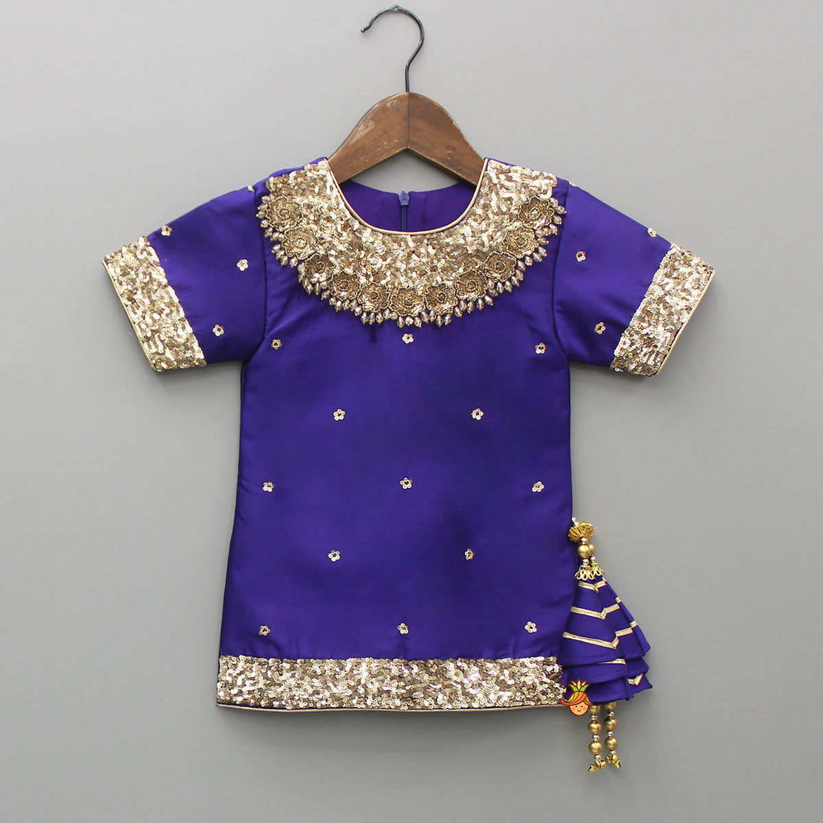 Embroidered Purple Kurti And Sharara With Net Dupatta