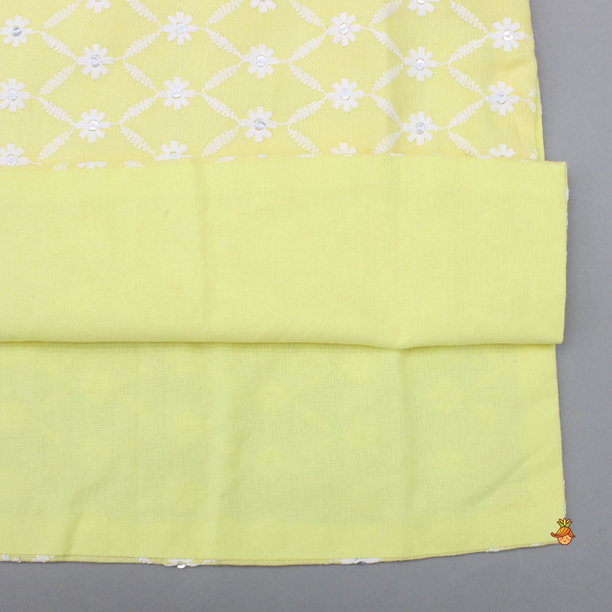 Ethnic Sequins And Thread Embroidered Yellow Kurta With Pyjama