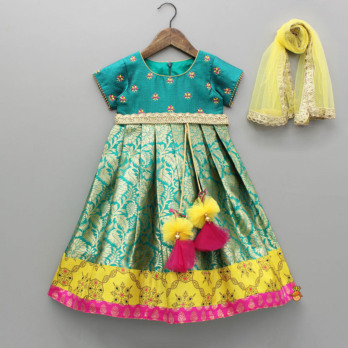 Gorgeous Brocade Anarkali And Yellow Dupatta