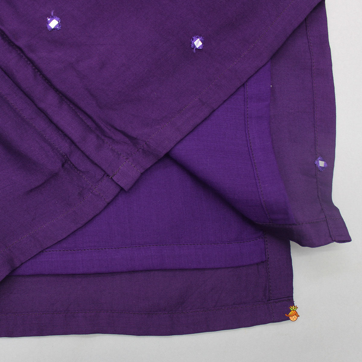 Purple Faux Mirror Work Kurta With Pyjama