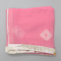 Faux Mirror Work Yoke Printed Kurti And Sharara With Matching Bandhani Pink Dupatta