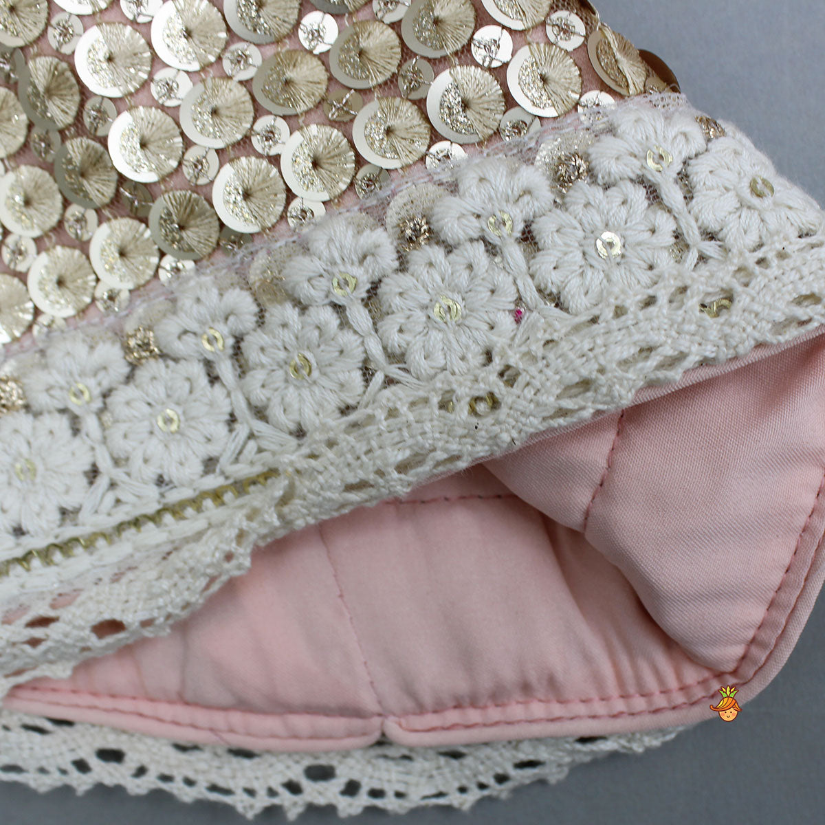 Sequins Work Top With Embroidered Lehenga And Attached Dupatta