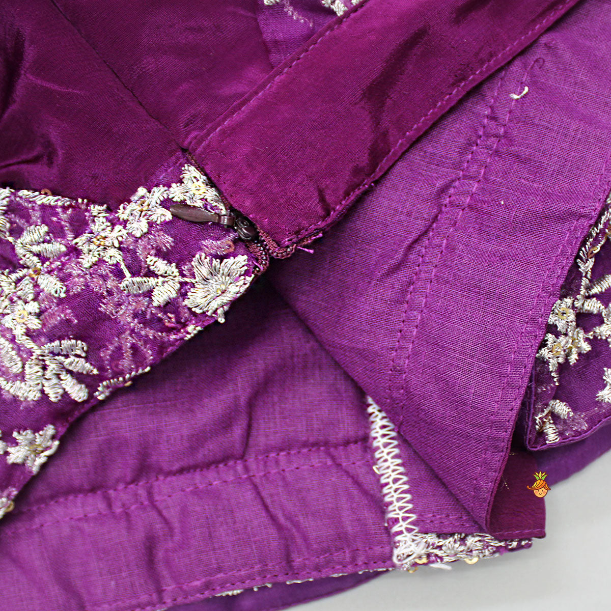 Stylish Overlap Purple Top And Layered Lehenga