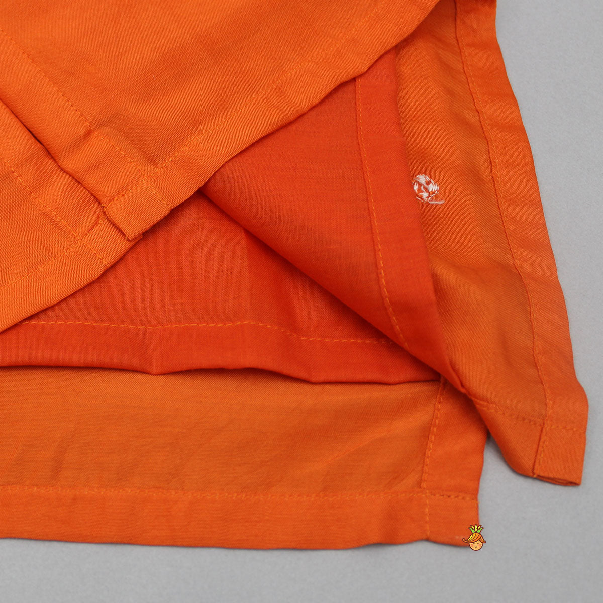 Orange Faux Mirror Work Kurta With Pyjama