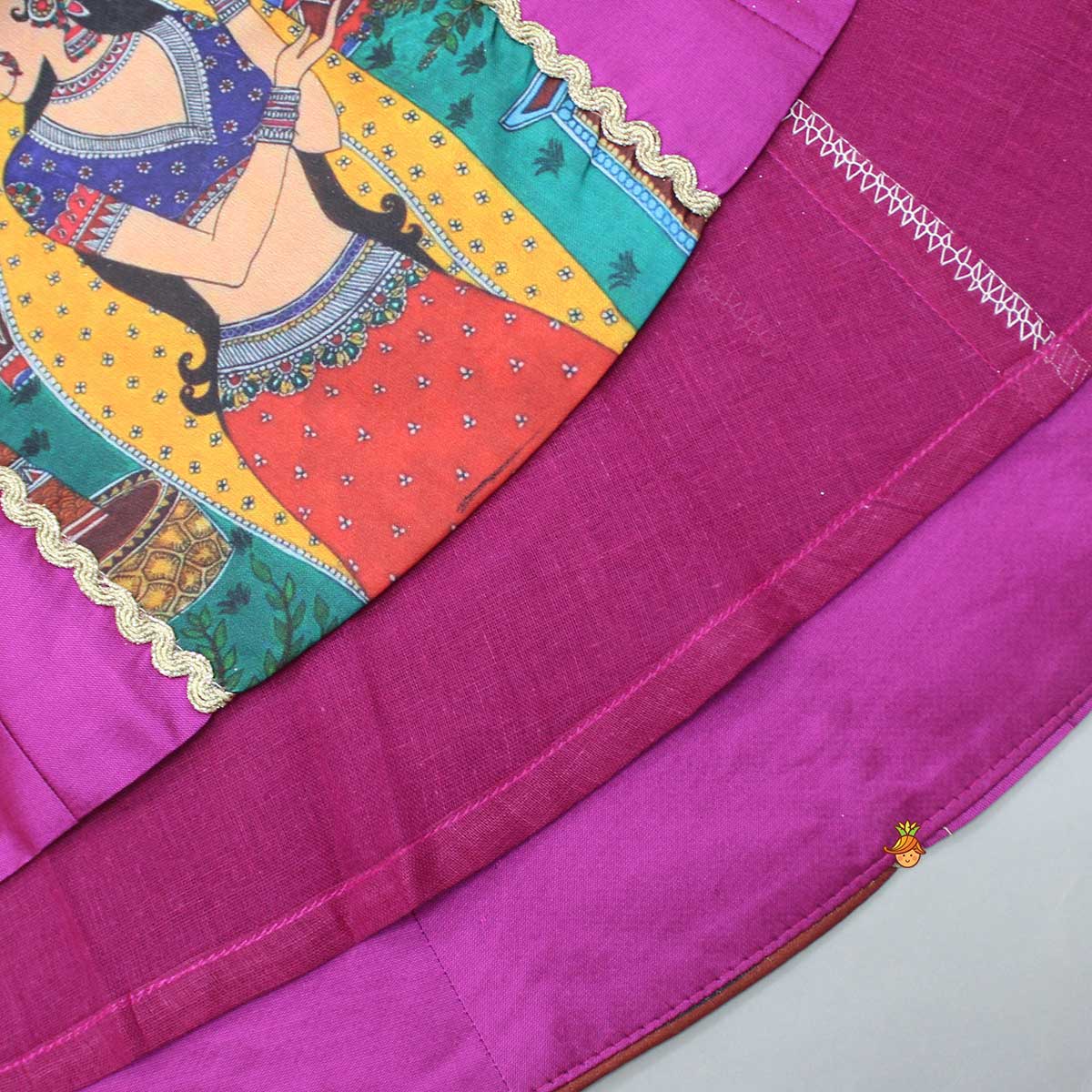 Beautiful Traditional Applique Work Magenta Top And Lehenga