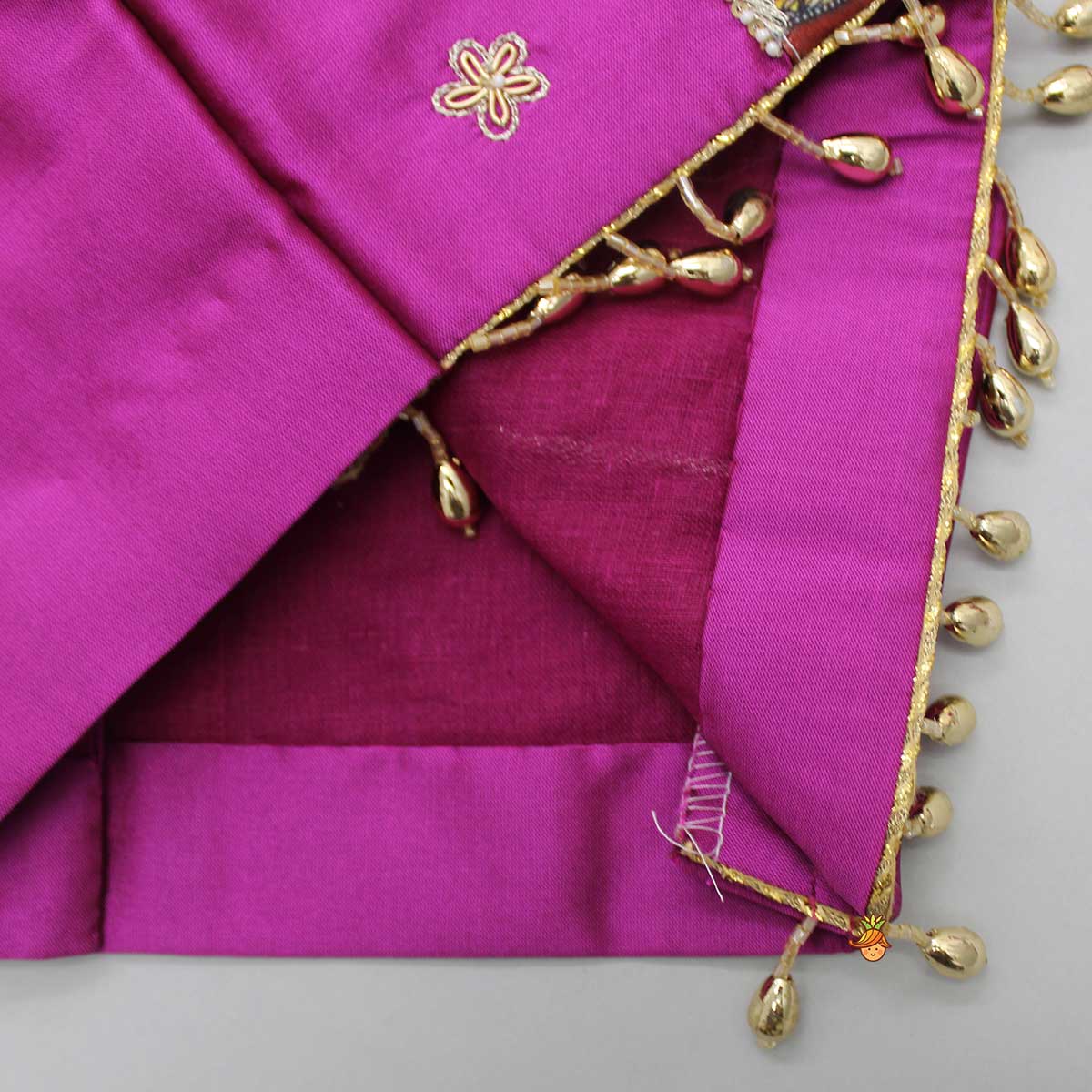 Beautiful Traditional Applique Work Magenta Top And Lehenga