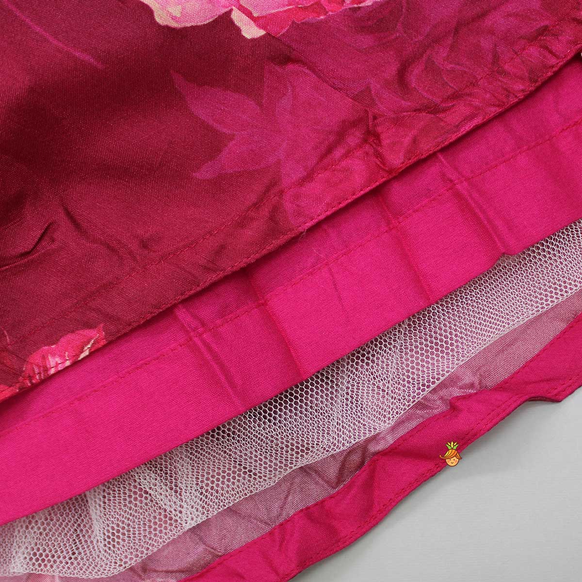 Vibrant Floral Printed Pink Stylish Crop Top And Lehenga