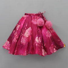 Pre Order: Vibrant Floral Printed Pink Stylish Crop Top And Lehenga