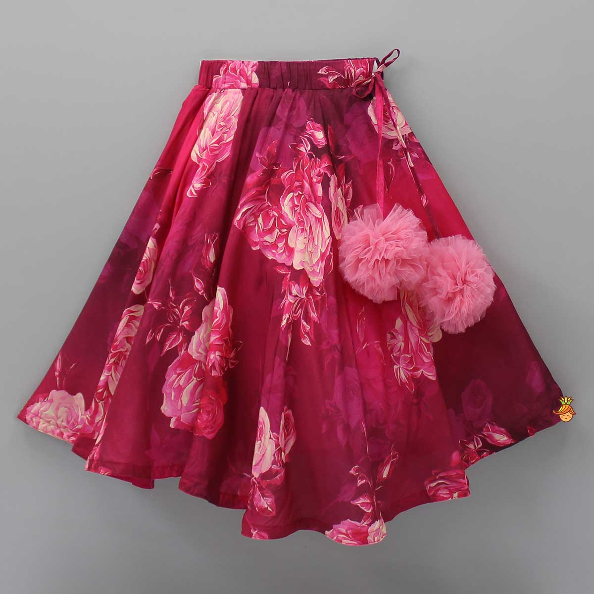 Vibrant Floral Printed Pink Stylish Crop Top And Lehenga