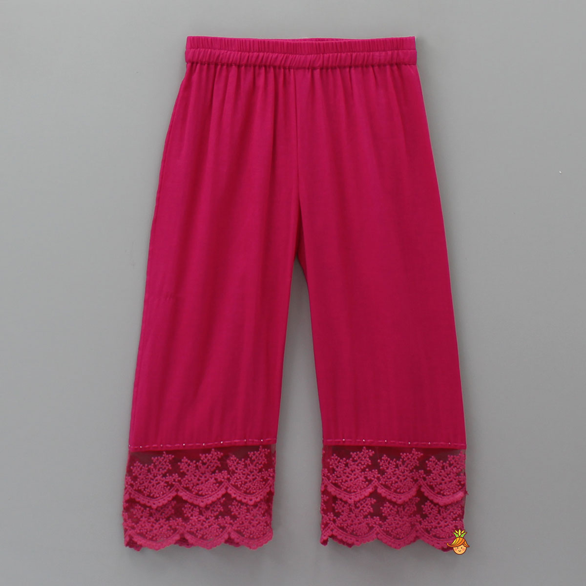 Splendid Pink Lace Kurti And Pant With Matching Dupatta