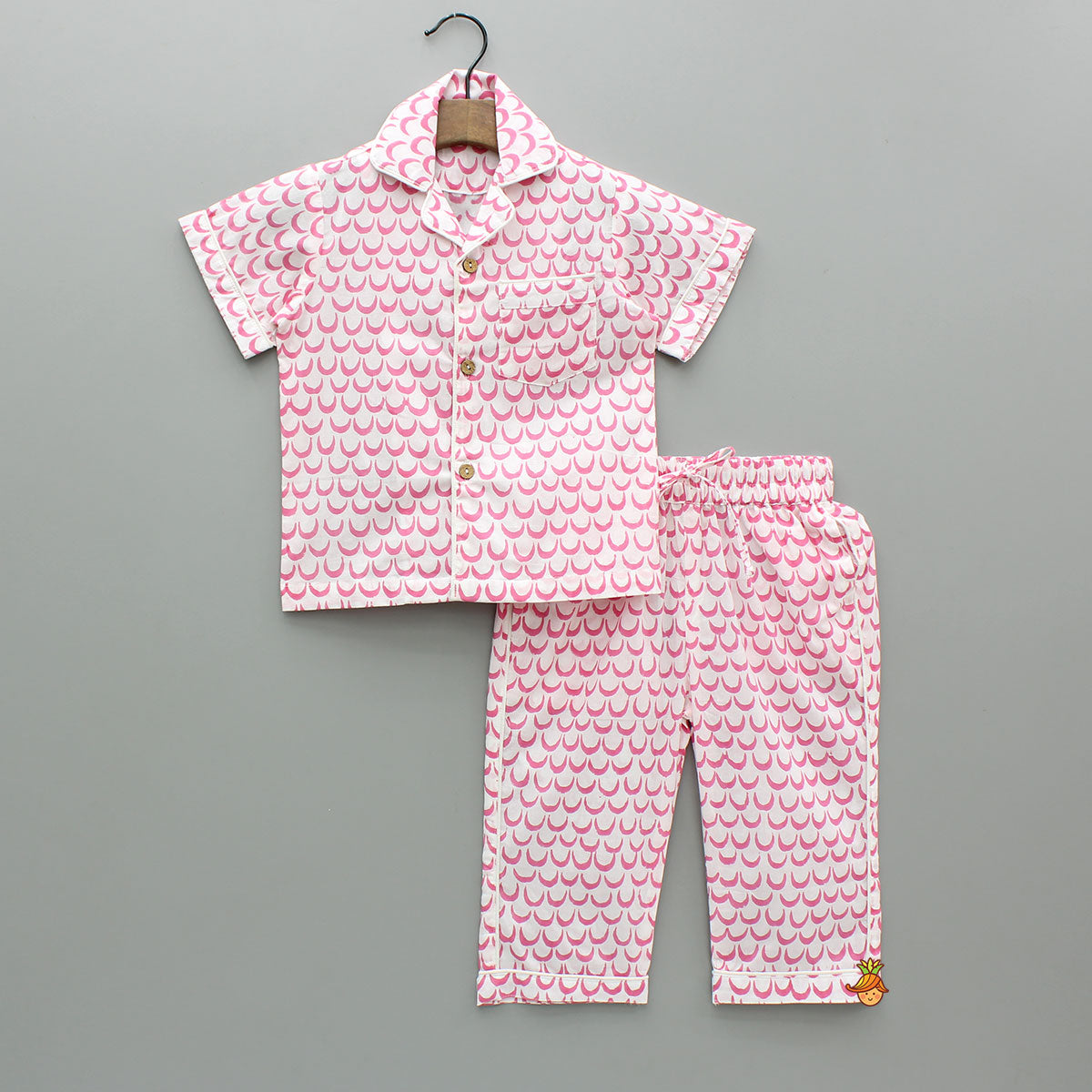 Moon Printed Pink Top And Pyjama