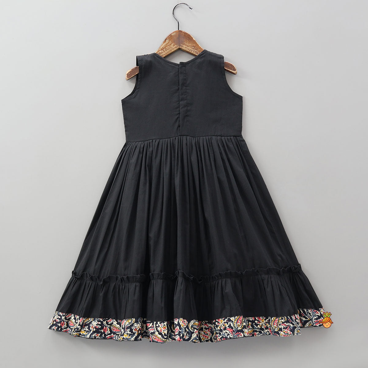 Contrasting Printed Lace Work Black Kurti