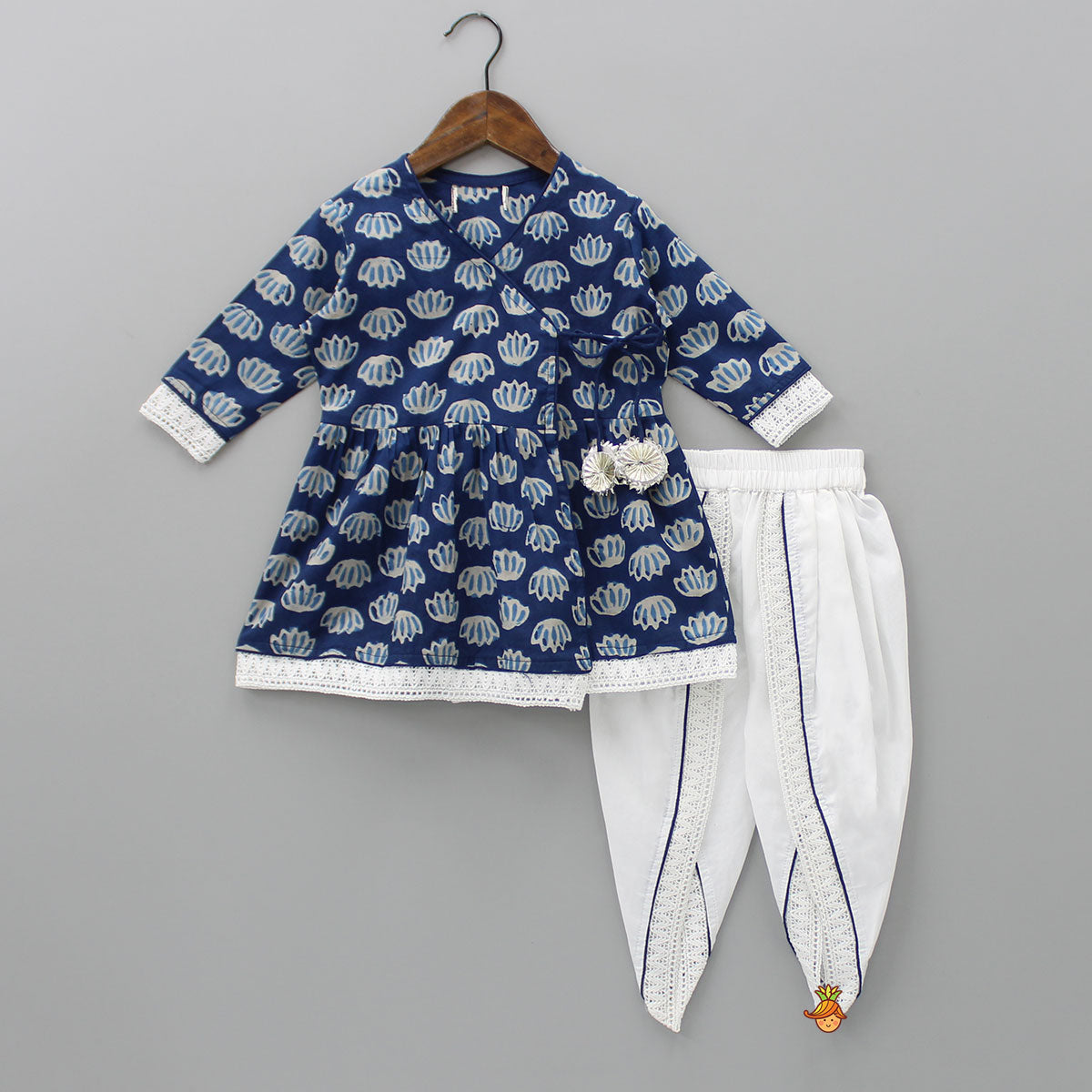 Cotton Printed Blue Top And Dhoti Style Pant