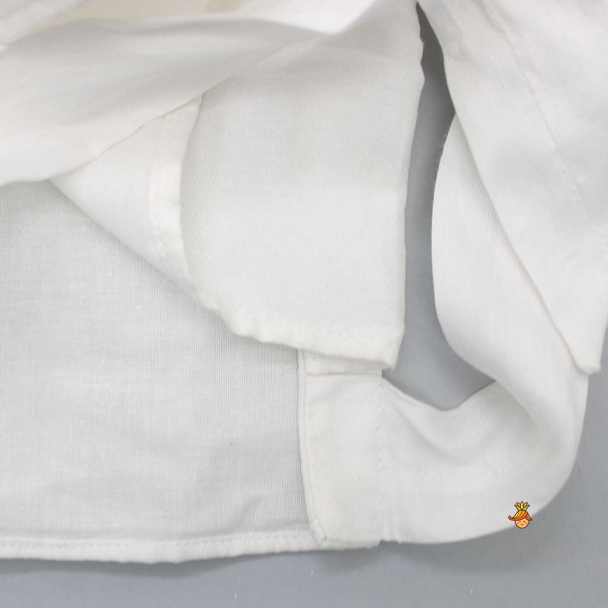 Collar Neck Organza Sleeves White Top And Printed Lehenga