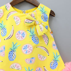 Fruit Printed Dress With Ruffle Hem