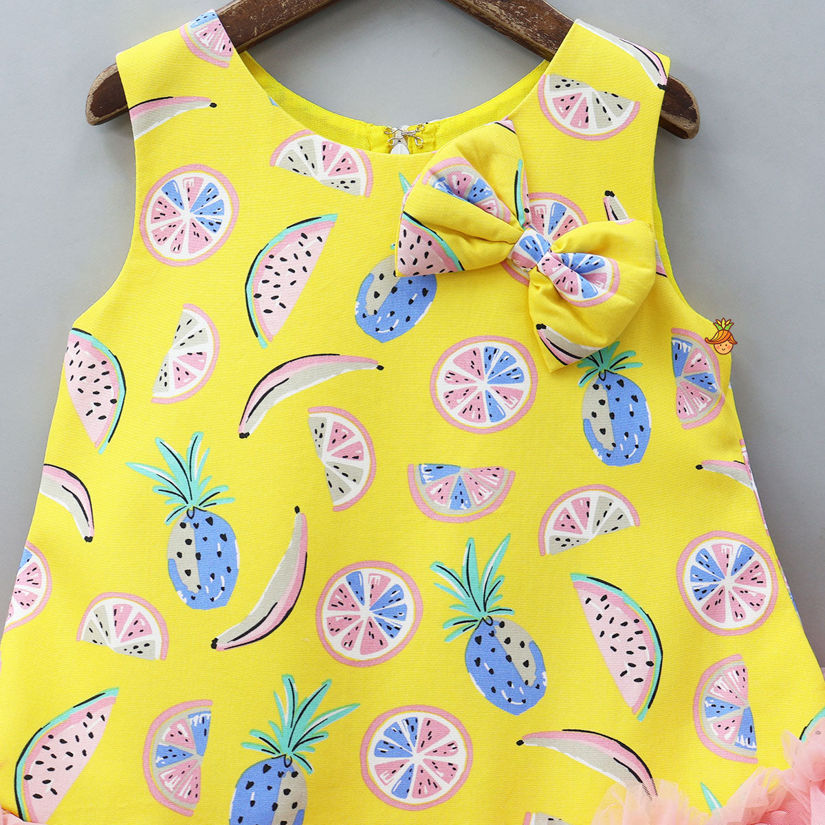 Fruit Printed Dress With Ruffle Hem