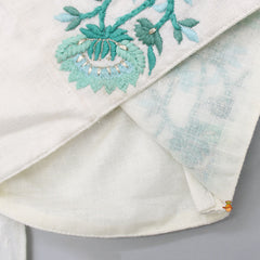Pre Order: Yoke Embroidered Back Knot Top And Shibori Printed Green Lehenga