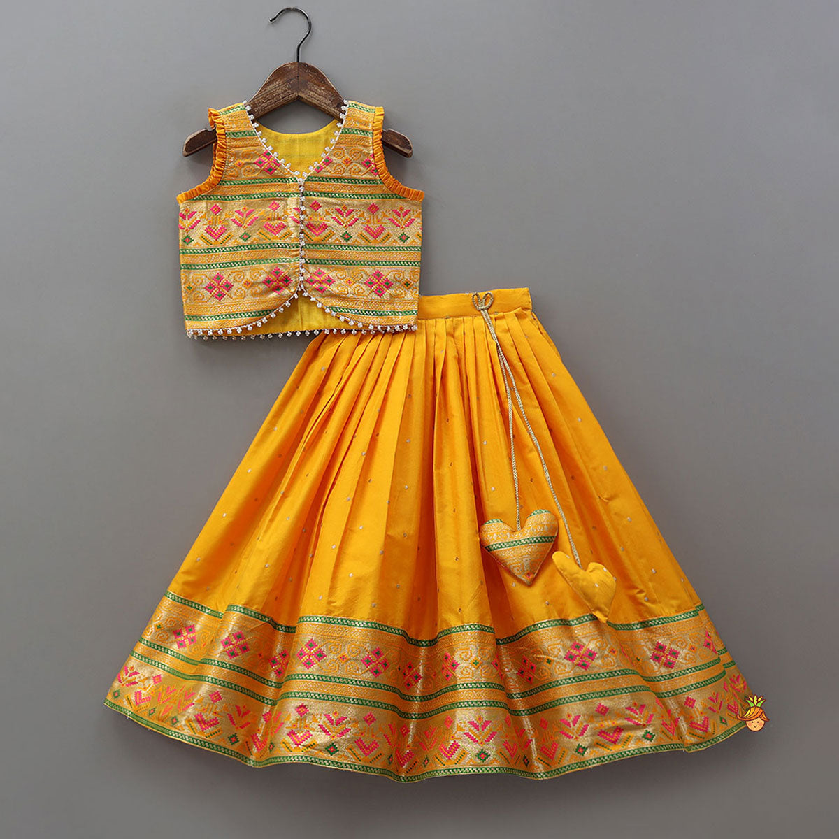 Front Open Brocade Top And Lehenga