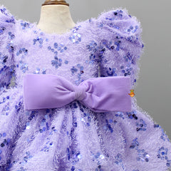 Pre Order: Stylish Sleeves Exquisite Lavender Fur Dress With Head Band