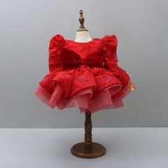 Pre Order: Stylish Sleeves Exquisite Red Dress With Head Band