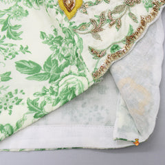 Pre Order: Sleeveless Embroidered Top And Ruffle Hem Green Lehenga