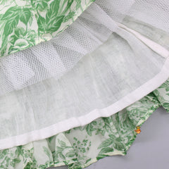 Pre Order: Sleeveless Embroidered Top And Ruffle Hem Green Lehenga