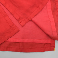 Pre Order: Red Faux Mirror Work Kurta With Pyjama