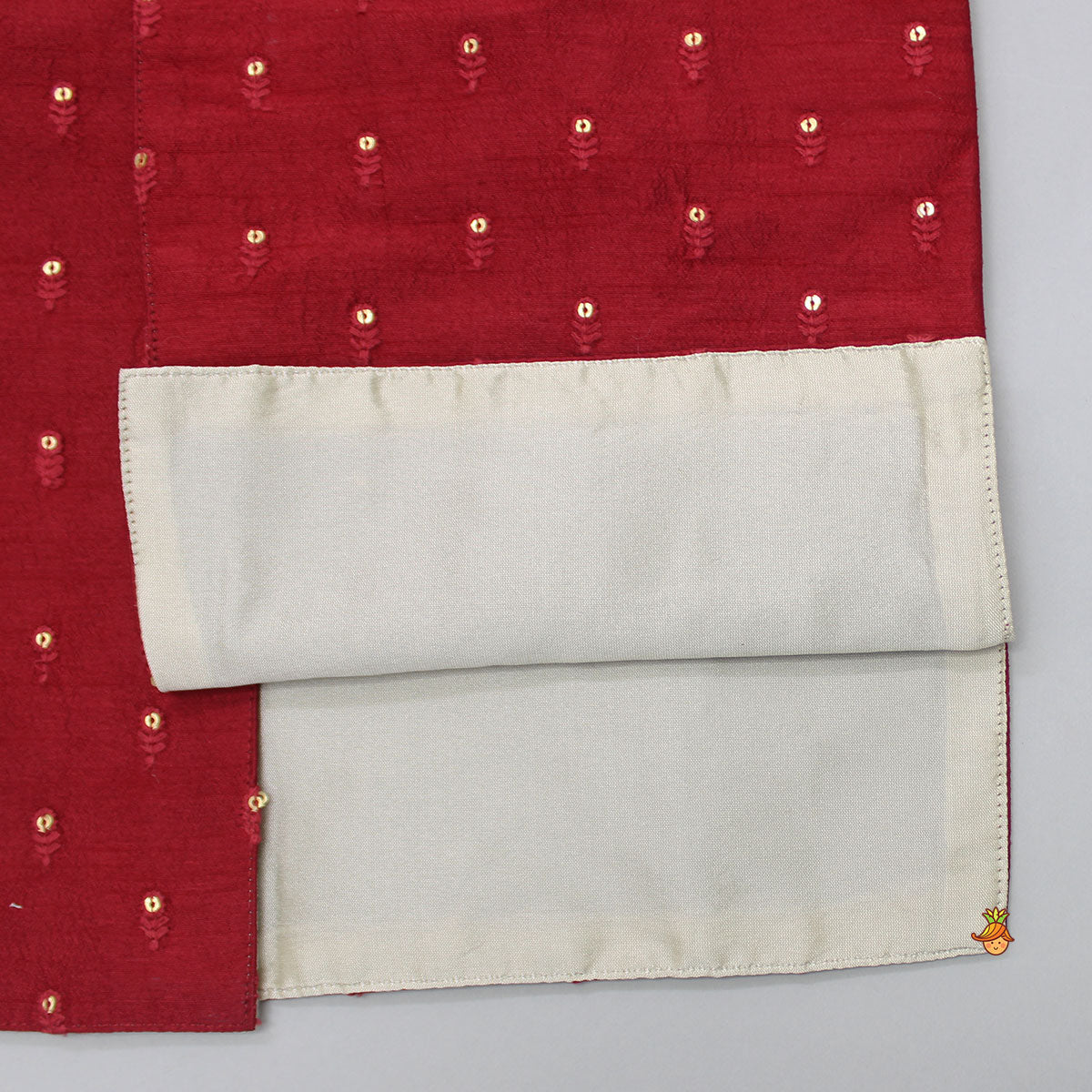 Ethnic Kurta With Booti Embroidered Red Jacket And Pyjama