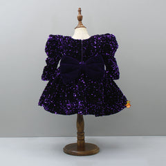 Pre Order: Stylish Sleeves Exquisite Purple Dress With Head Band