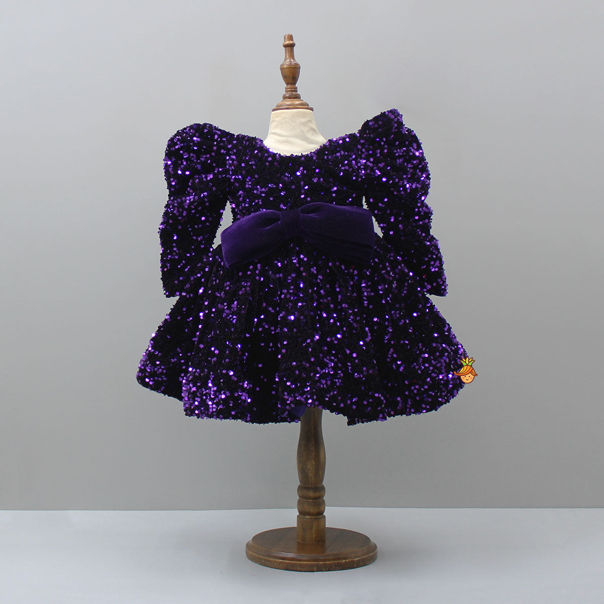 Stylish Sleeves Exquisite Purple Dress With Head Band