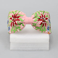 Beautiful Intricate Embroidered Pink Hair Band