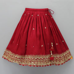 Pre Order: Triple Knot Red Top And Lehenga
