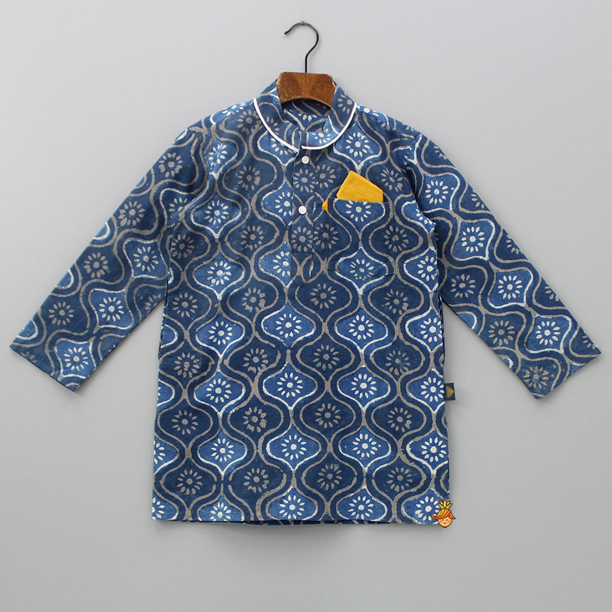 Hand Block Printed Light Indigo Kurta